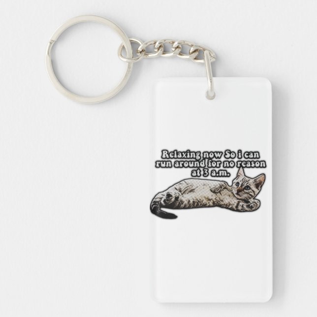 Funny cat meme for kitty persons and cat owners key ring (Front)