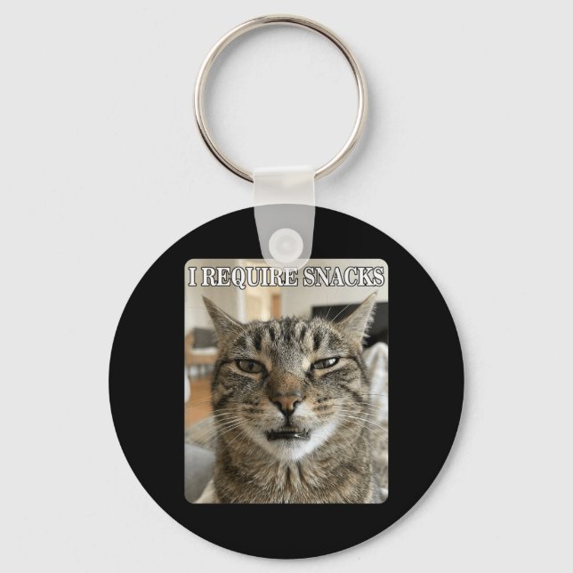 Funny Cat Meme Funny Require Snacks Design Men Key Ring (Front)