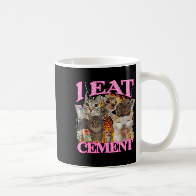 Funny Cat Meme I Eat Cement Japanese Quote Animal  Coffee Mug (Right)