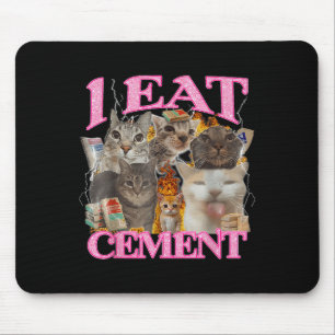 Funny Cat Meme I Eat Cement Japanese Quote Animal  Mouse Pad