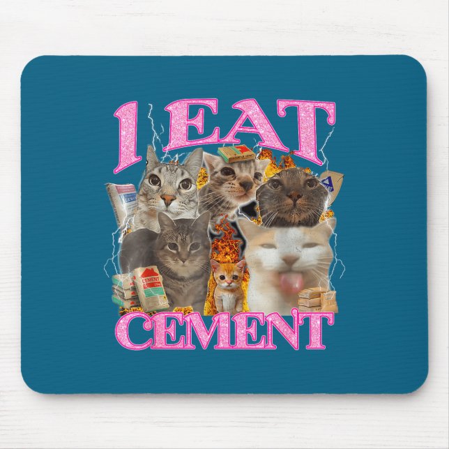 Funny Cat Meme I Eat Cement Japanese Quote Animal  Mouse Pad (Front)