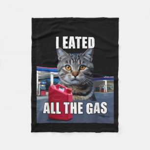 Funny Cat Meme I Eated Wanted All The Gas Funny Me Fleece Blanket