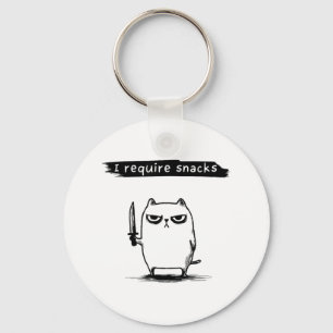 Funny Cat Meme I Require Snacks Design Men Women K Key Ring