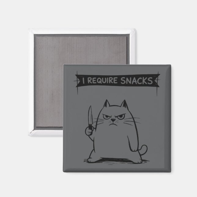 Funny Cat Meme I Require Snacks  Magnet (Front/Back)