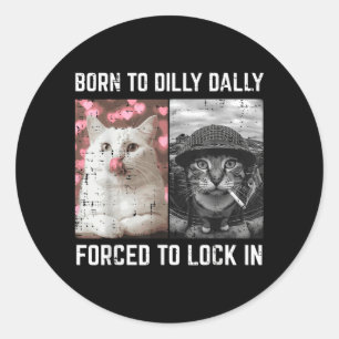 Funny Cat Meme Internet Boys Youth Kids Classic Round Sticker