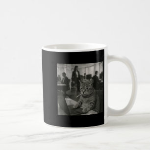 Funny Cat Meme Smoking Cigarette At Work Humour Coffee Mug