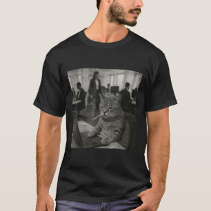 Funny Cat Meme Smoking Cigarette At Work Humour  T-Shirt