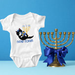 Funny Cat Menorah Dreidel Happy Hanukkah  Baby Bodysuit<br><div class="desc">Funny Cat Menorah Dreidel Happy Hanukkah Baby Bodysuit</div>