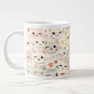 Funny Cat Meow Cartoon Pattern Large Coffee Mug