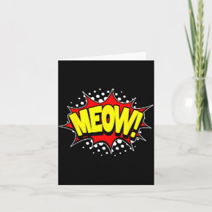 Funny cat meow! verb action word comic book style card