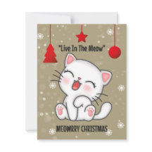 "FUNNY CAT MEOWRRY CHRISTMAS" Greeting Cards
