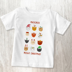 Funny Cat Meowy Christmas Personalized Baby T-Shirt