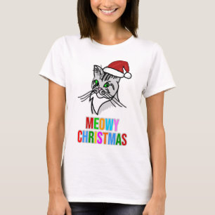 Funny Cat Meowy Christmas T-Shirt