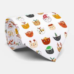Funny Cat Meowy Christmas Tie