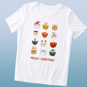 Funny Cat Meowy Christmas Tri-Blend Shirt