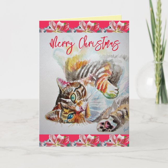 Funny Cat Merry cats Christmas Card (Front)