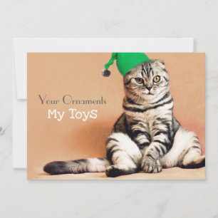 Funny Cat Merry Christmas Personalised Holiday Card