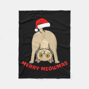 Funny Cat Merry Meowmas Xmas Lover Men Women Kids  Fleece Blanket