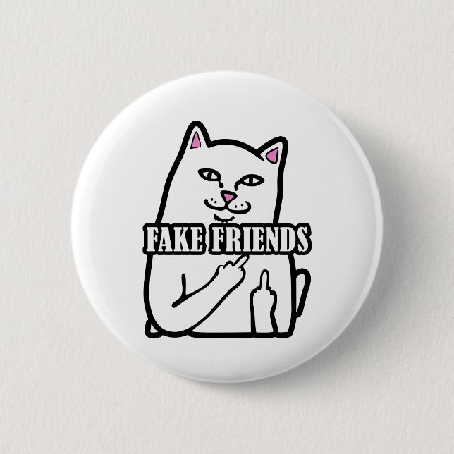 Funny Cat Middle Finger Fake Friends 6 Cm Round Badge (Front)