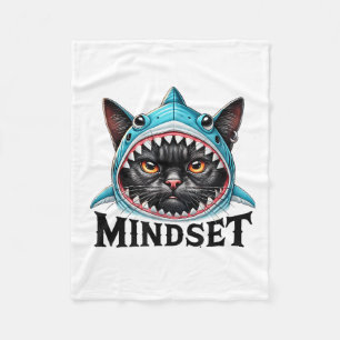 Funny Cat, Mindset Motivational Saying, Shark  Fleece Blanket