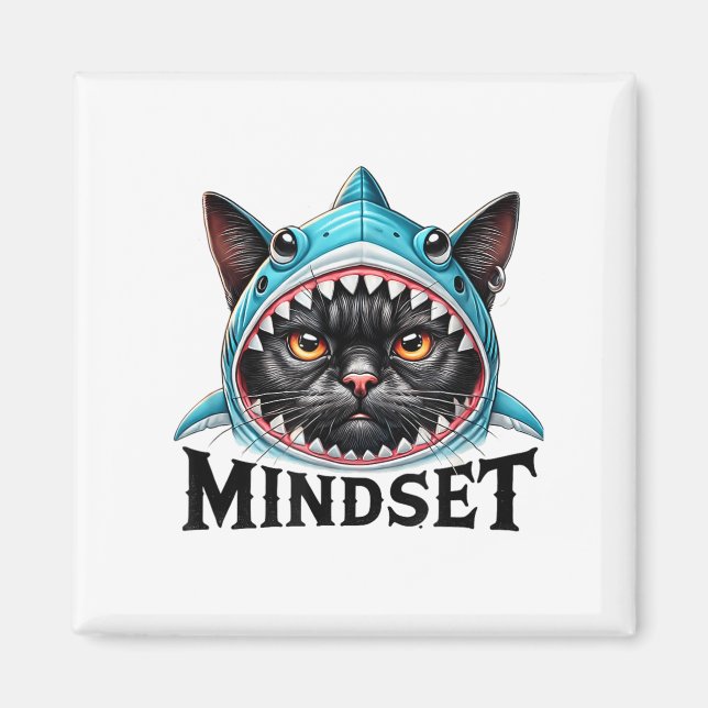 Funny Cat, Mindset Motivational Saying, Shark  Magnet (Front)