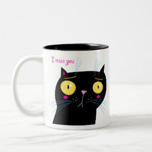Funny cat miss you Two-Tone coffee mug