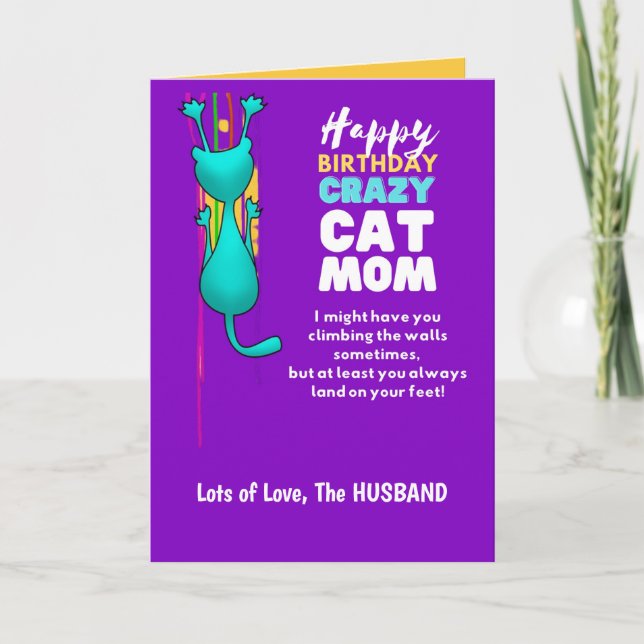 Funny CAT MOM Birthday Wife From Husband Card (Front)