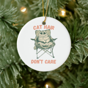 Funny Cat Mom Fur Lover Tee Ceramic Ornament
