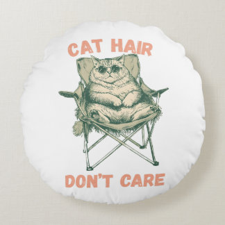 Funny Cat Mom Fur Lover Tee Round Cushion