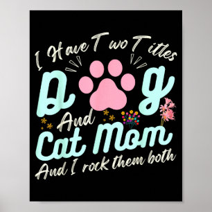 Funny cat mom quote, floral happy mother's day, poster