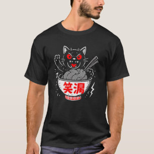 Funny Cat Monster Japanese Ramen Noodles Japan Boy T-Shirt
