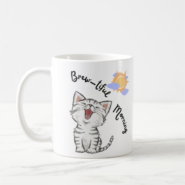 Funny Cat Morning Brew Cup (Left)