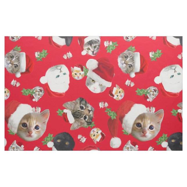 Funny cat mouse and catnip christmas fabric (Fat Quarter)
