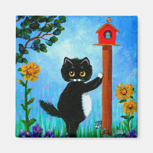 Funny Cat Mouse Bird Creationarts Magnet