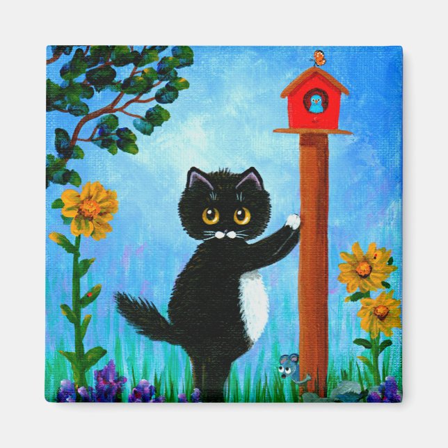 Funny  Cat Mouse Bird Creationarts Magnet (Front)