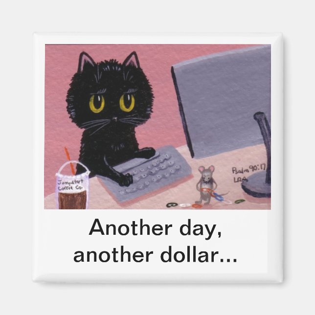 Funny Cat Mouse Magnet creationarts Lisa R Adams (Front)