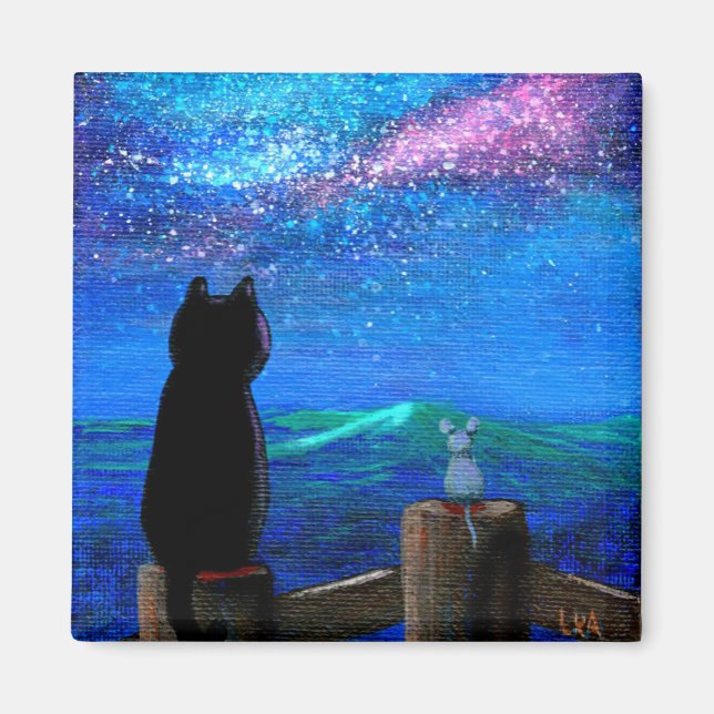 Funny Cat Mouse Stars Creationarts Magnet (Front)