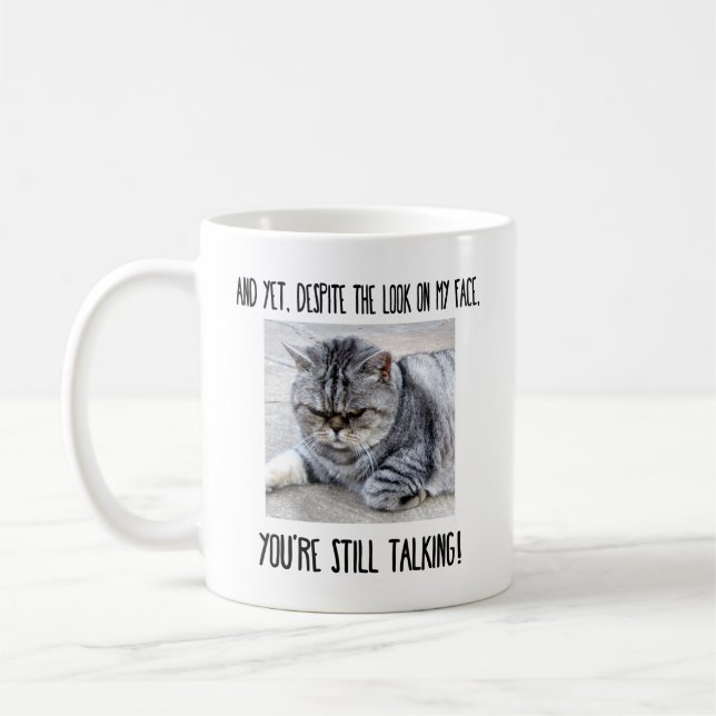 Funny cat mug, custom gift for cat lover coffee mug (Left)
