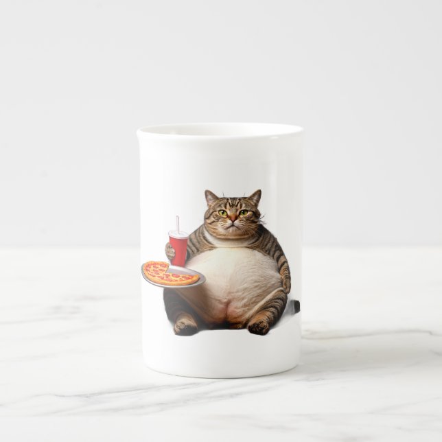 Funny Cat Mug – Pizza Lover Gift Coffee Cup (Front)