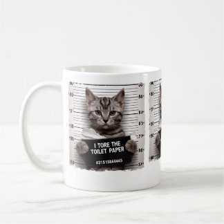 Funny Cat Mugshot Mischievous Kitty Humour Cat Coffee Mug