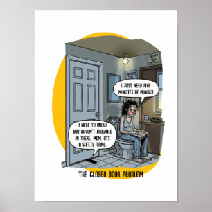 Funny Cat Mum Bathroom Humour Gift Poster