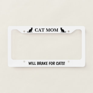 Funny cat mum car license plate frame gift