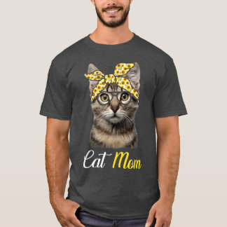 Funny Cat Mum Cat Lovers Cute Sunflower Bandanna M T-Shirt