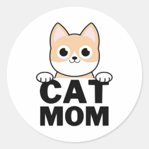 Funny Cat Mum Classic Round Sticker