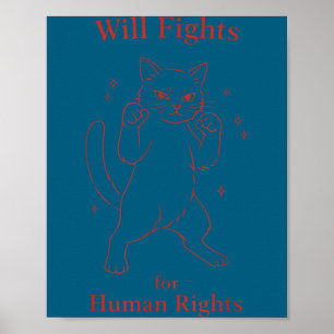Funny cat mum dad cat lover will fights for human poster