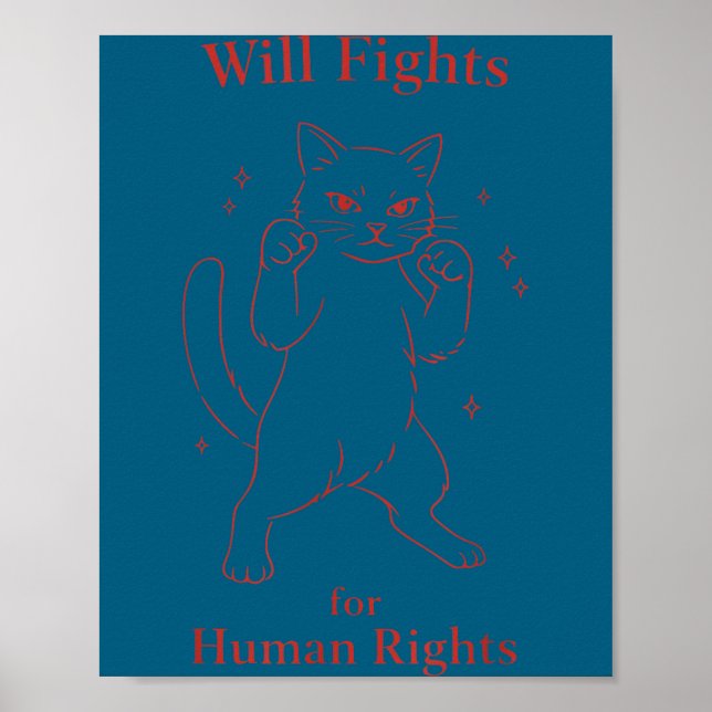 Funny cat mum dad cat lover will fights for human poster (Front)