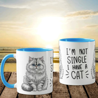 Funny Cat Mum Gift – Single Life & Dating Humour Mug