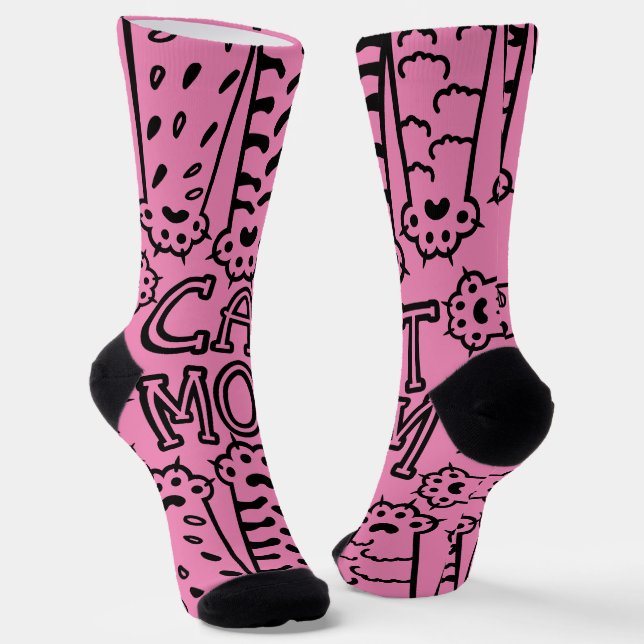Funny Cat Mum Paws Socks (Angled)