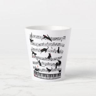 Funny Cat Music Note, Gift For Piano Player, Music Latte Mug