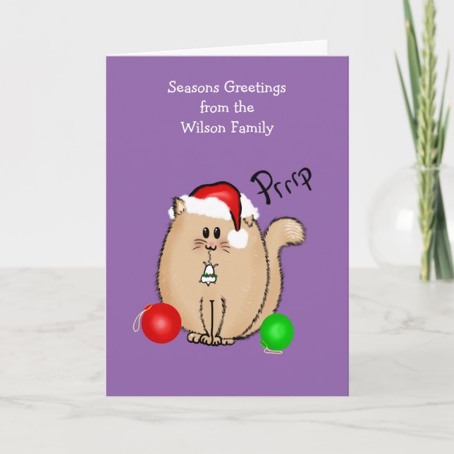 Funny cat n mouse Christmas card personalised (Front)